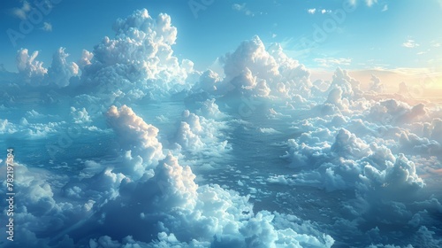 Backdrop of the Cloud Sea. Natural Sky Background. Concept Art. Realistic Illustration. Digital CG Art Background. Scenery of Natural Beauty.