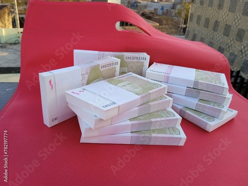 Bundle of Pakistani Currency. 10 Rupees note Pakistani, Pakistani currency note PKR 10 rupees. Heap of Pakistani currency bundle