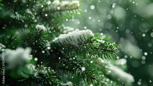 Close up of a pine tree covered in snow. Ideal for winter-themed projects © Fotograf