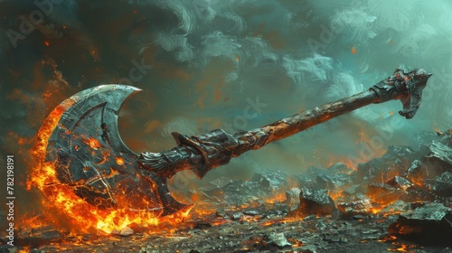 Illustrated fantasy fighting axe.