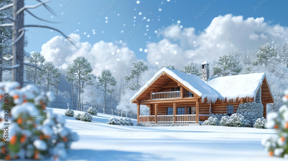 Cozy mountain lodge, rustic, real estate photography, winter hideaway