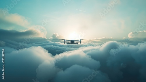 A small airplane flying in a cloudy sky, suitable for aviation industry