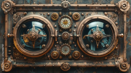 2 steampunk banners - 3D illustration.