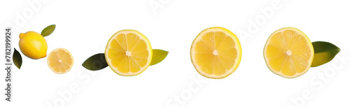 Lemon top view on transparent background