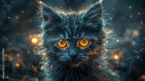 A fantasy illustration of a Necromancer Kitten