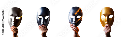 Mask in hand halloween on transparent background