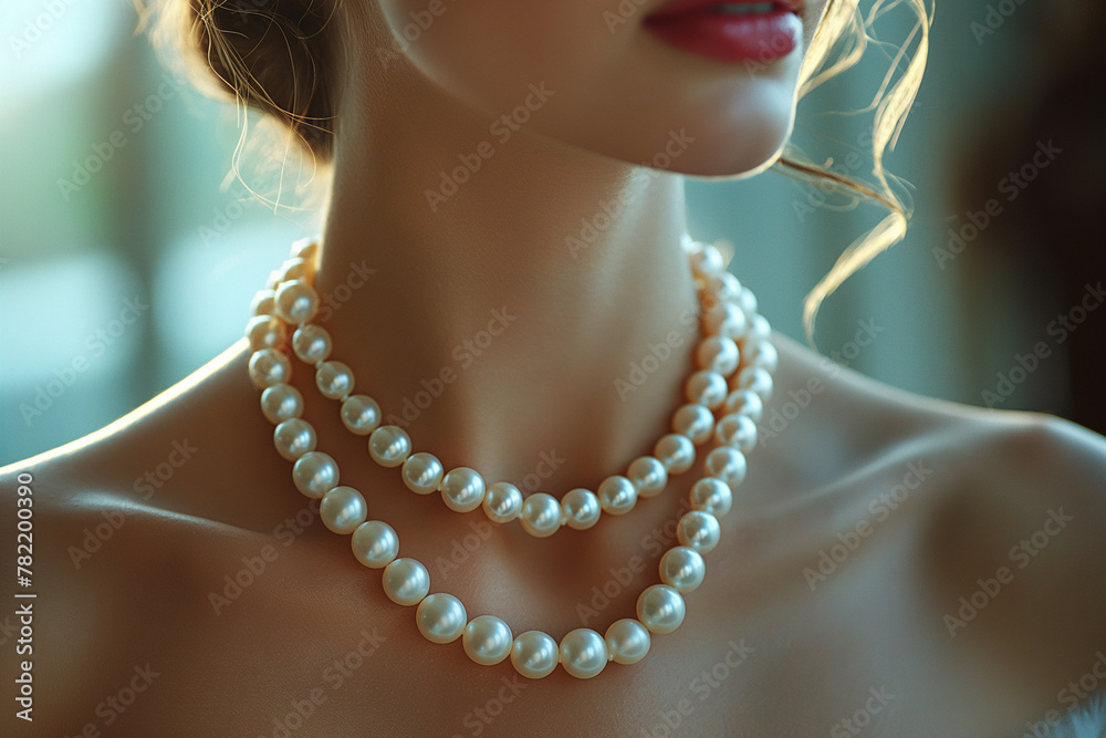 woman with pearl necklace