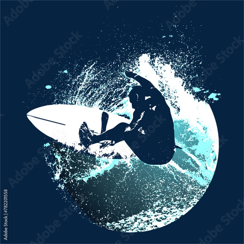 surf, ilustracion, olas, silueta, pegatina, surfista, vector