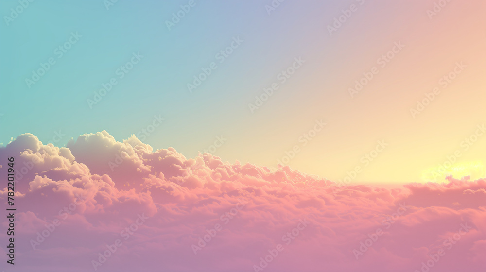 Serene Sunset Clouds, Soft Pink and Blue Gradient, Peaceful Background