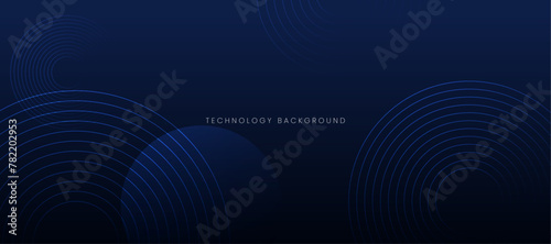Blue technology background with circle lines. Futuristic modern design