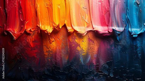 A vibrant spectrum of colors splashed artistically against a stark black canvas, showcasing the beauty of contrast.