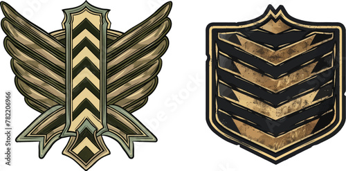 Military badges. American army badge patch or airborne squadron chevron