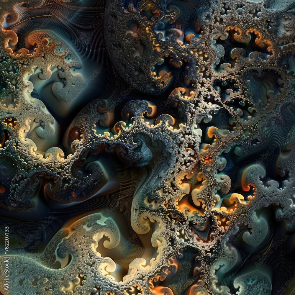 Naklejka premium Fractal Patterns Digital Background