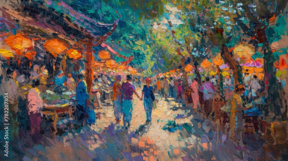 Experience the Vibrant Joy of Art Shopping in a Colorful Market