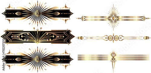 Art deco divider. Gold retro arts border