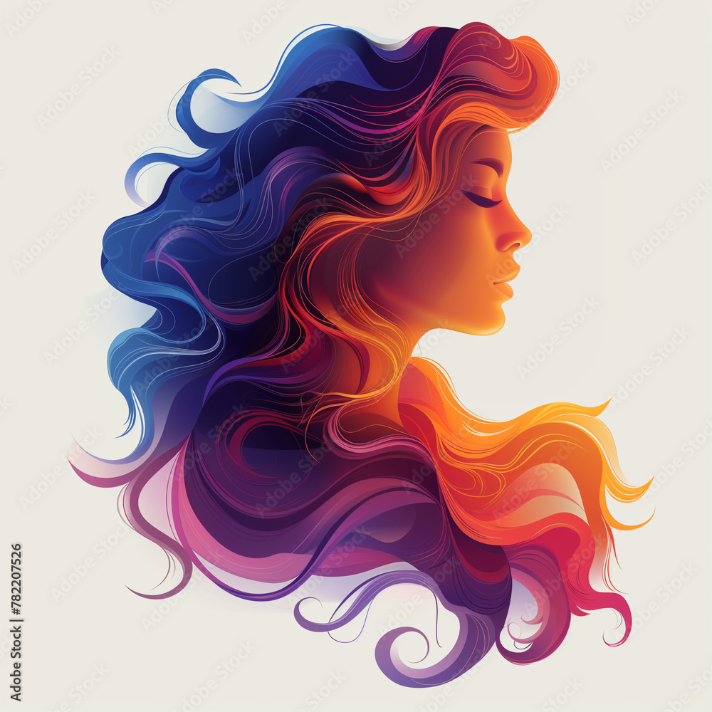 Colorful hair stylist logo icon
