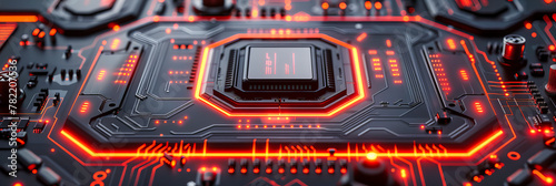 Close-Up of Blue Digital Processor and Circuitry, Modern Computing and Electronic Engineering Concept