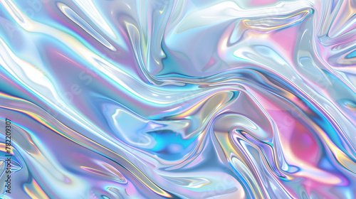 Holographic background seamless pattern with colorful abstract swirls, y2k aesthetic
