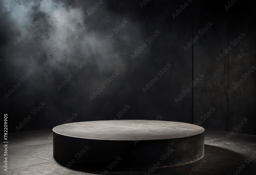 Podium black dark smoke background product platform abstract stage texture fog spotlight Podium black dark smoke background product platform abstract stage texture fog spotlight