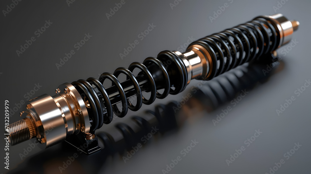 Closeup of flexible springs, car shock absorbers, suspension coil