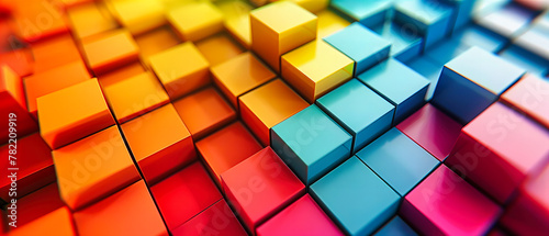 Colorful Geometric Cubes, Abstract Pattern and Texture, Creative Design and Random Block Structure