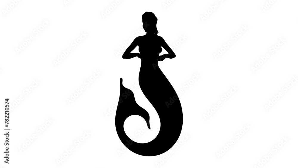 mermaid emblem, black isolated silhouette mermaid emblem, black isolated silhouette