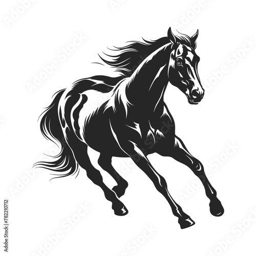 silhouette of black running horse vector illustration isolated on white background