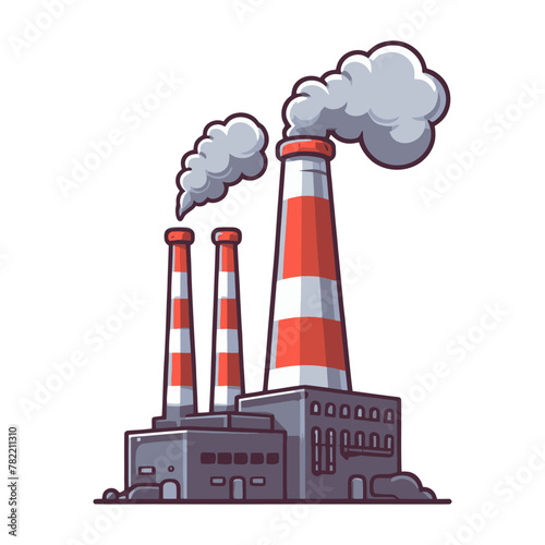 Factory emitting smoke from its stacks into the air.