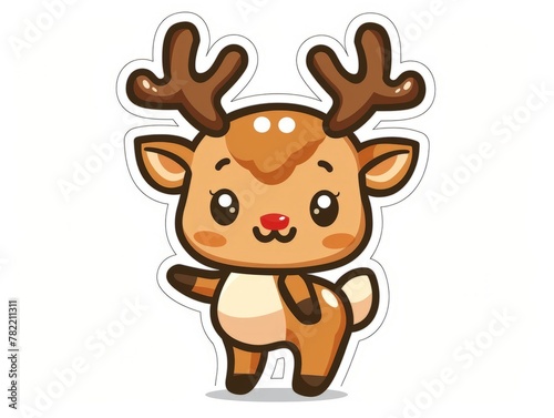 Adorn your D game with a charming Japanese animeinspired reindeer sticker featuring vector art and a minimal white backdrop  Generated by AI