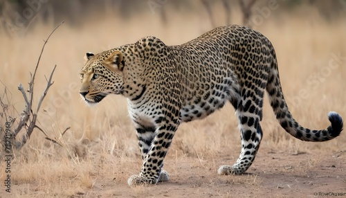 A-Leopard-With-Its-Tail-Held-Low-A-Sign-Of-Concen-