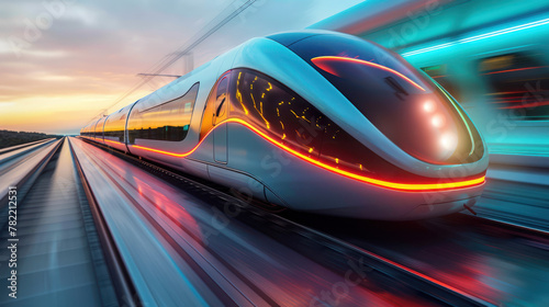 High Speed Train Speeding Down the Tracks