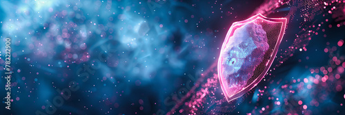 Cosmic Glow and Starry Energy, Abstract Space Illustration, Bright Futuristic Science and Technology Concept in Blue and Pink photo