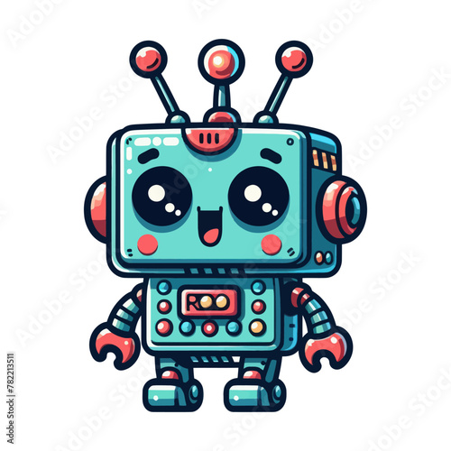 A small robot with large expressive eyes. © Michael