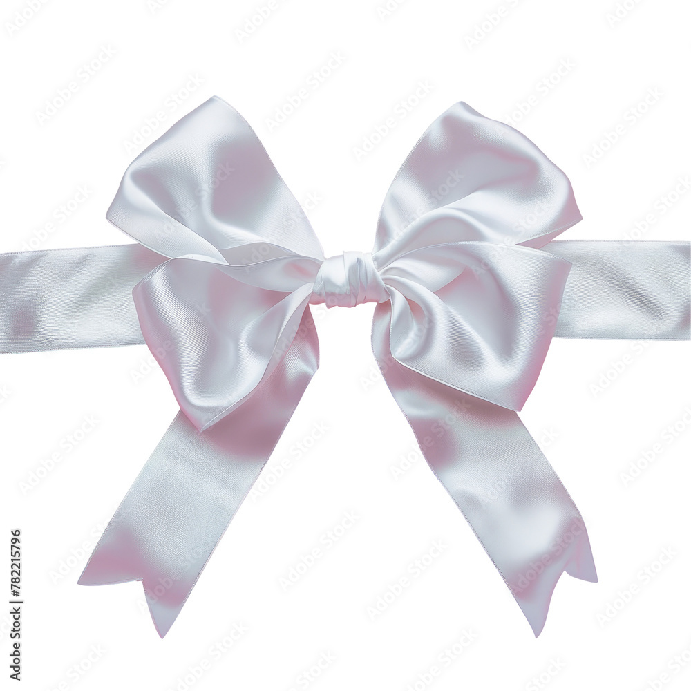 Close-up of white ribbon with bow Close-up of white ribbon with bow