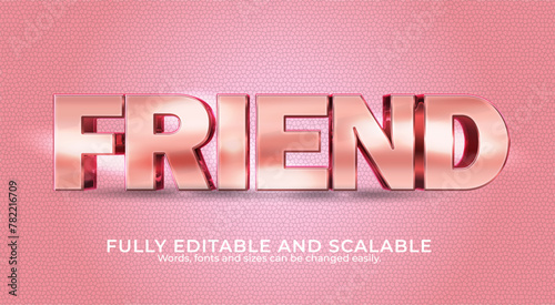 Realistic 3d text friend with gradient beautiful background
