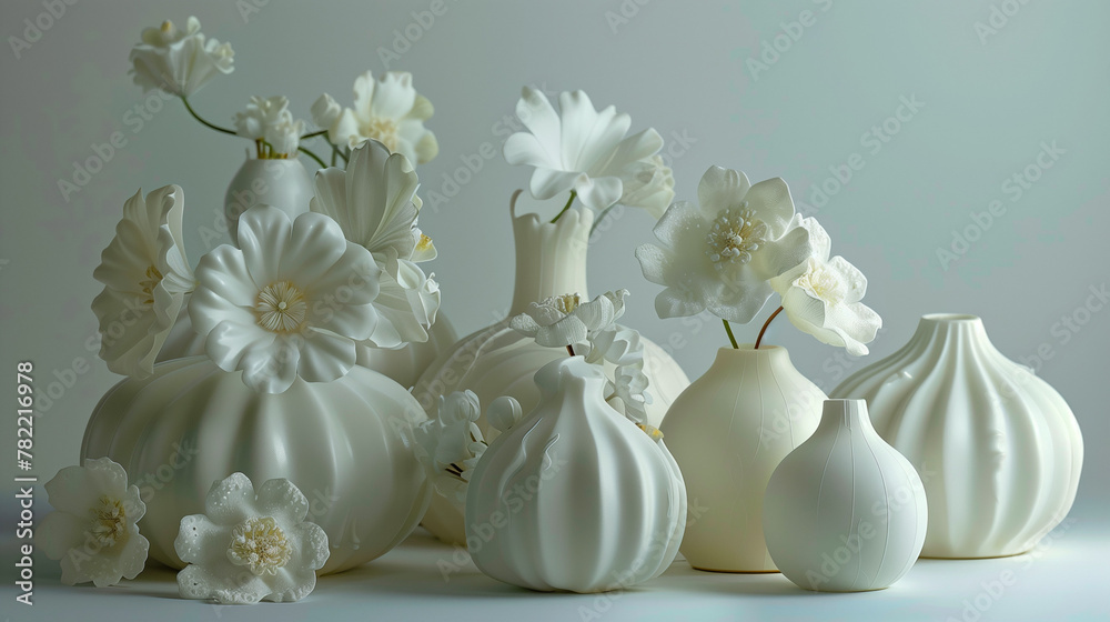 Obraz premium white vase with flowers