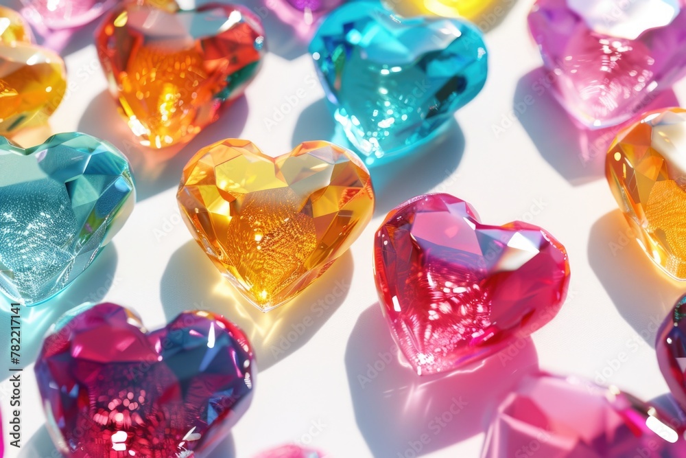 Various colored hearts on a plain white background, perfect for Valentine's Day designs or love-themed projects Various colored hearts on a plain white background, perfect for Valentine's Day designs or love-themed projects