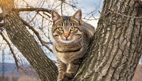 Rescue Mission: Tabby Cat Stranded in Tree on Frosty Spring Afternoon