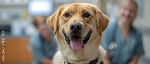 Assisting Guide Dog with Medical Heroes. Concept Medical Heroes Appreciation, Guide Dogs Support, Assistance Animals, Healthcare Professionals Honor, Service Animals Aid