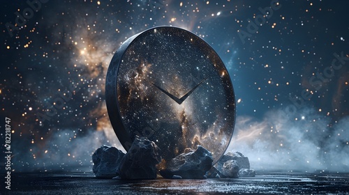 Futuristic Celestial Chronograph Amidst Cosmic Splendor photo