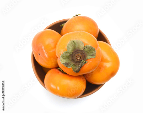 Slice persimmon isolated on white background