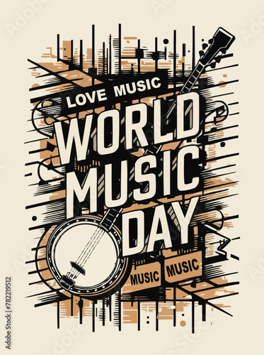 World music day for all music enthusiasts from walks of life colorful customized vector illustration design