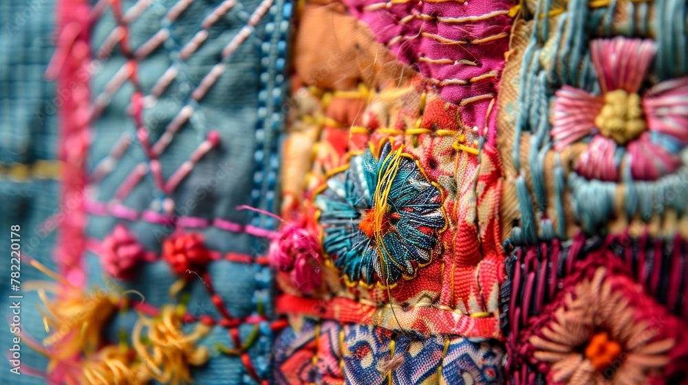 Stitching, embroidery, and texture of fabric