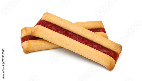 Cookies with jam closeup isolated on a white