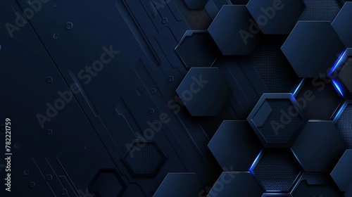 abstract background with 3D hexagons, metallic, futuristic