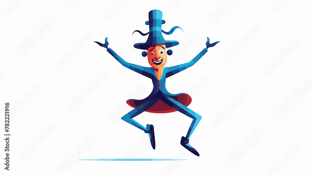 Abstract symbol of puppet dancing 2d flat cartoon v