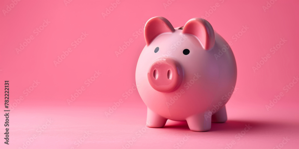 Pink Piggy Bank on Vibrant Pink Background for Savings Concept