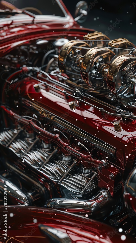 focusing on a close-up of intricate engine details with a vintage, nostalgic feel Emphasize the craftsmanship and mechanical focusing on a close-up of intricate engine details with a vintage, nostalgic feel Emphasize the craftsmanship and mechanical