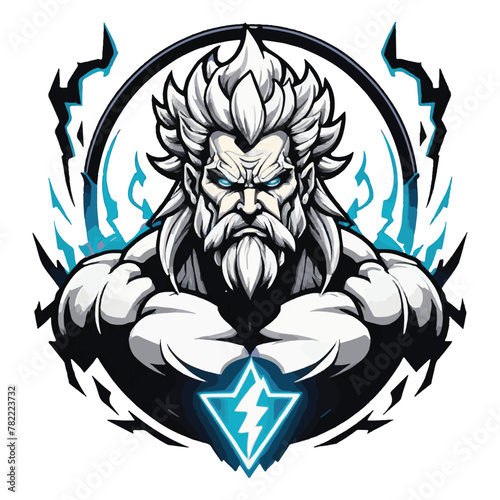 clipart vector isolation mad zeus with thunder and lightning