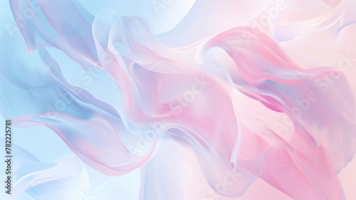 Fluid abstract with pastel pink and blue hues - An abstract piece that captures a sensation of gentleness and dreaminess through its soft pastel pink and blue hues